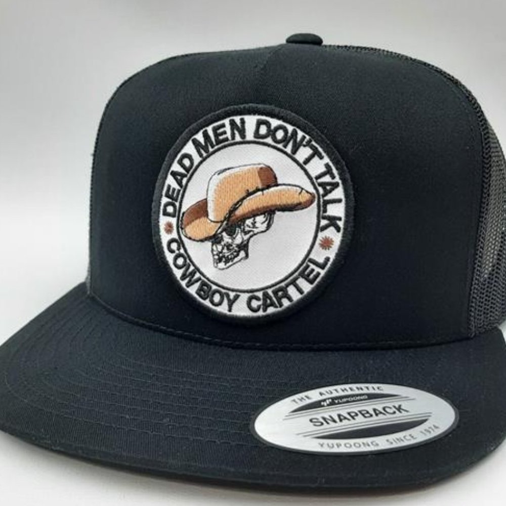 Retro Cowboy Cartel Embroidered Patch Flat Bill Trucker Mesh Snapback Cap Hat - Picture 3 of 7